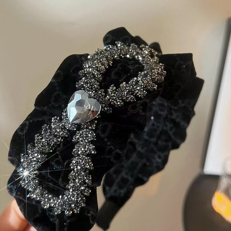 Wholesale Rhinestone Velvet Heavy Industry Full Diamond Bow Headband